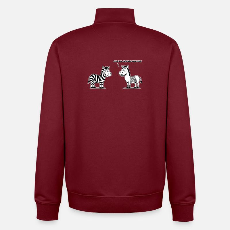 Lustiges Zebra mit QR-Code-Upgrade - Unisex Organic Zip Sweatshirt von Stanley/Stella - Burgunderrot