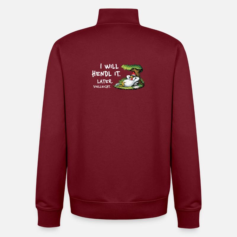Dessin animé de procrastination du poulet - Sweat zippé unisexe en coton bio Stanley/Stella - bordeaux