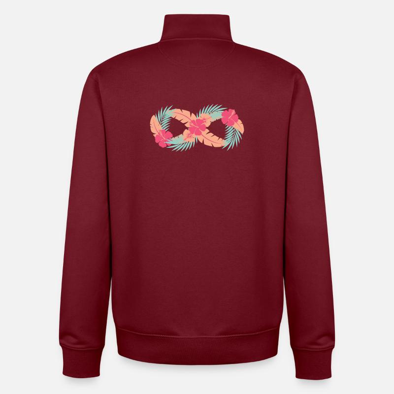 Cercle tropical d’hibiscus - Sweat zippé unisexe en coton bio Stanley/Stella - bordeaux