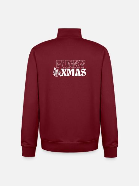 Funky Disco Christmas Ornament Design - Unisex Organic Zip Sweatshirt by Stanley/Stella - burgundy