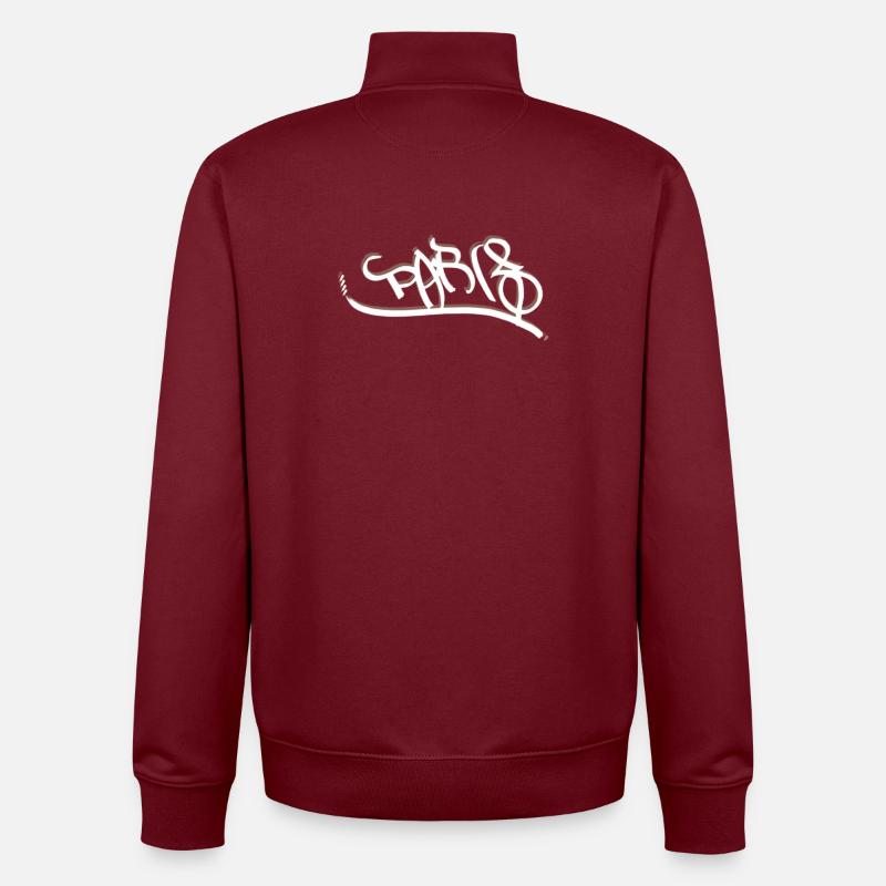 Design parisien de style graffiti - Sweat zippé unisexe en coton bio Stanley/Stella - bordeaux