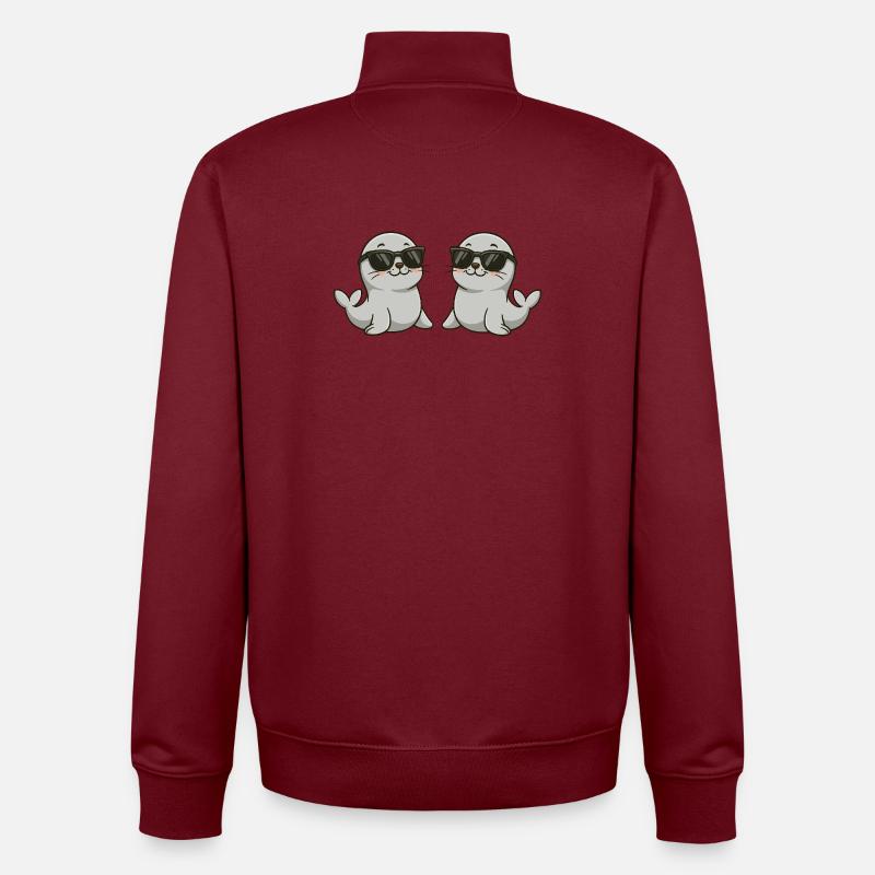 Illustration de loutre cool Doppelganger - Sweat zippé unisexe en coton bio Stanley/Stella - bordeaux