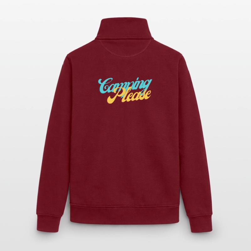 Camping Please Retro Script Sweat zippé unisexe en coton bio Stanley/Stella