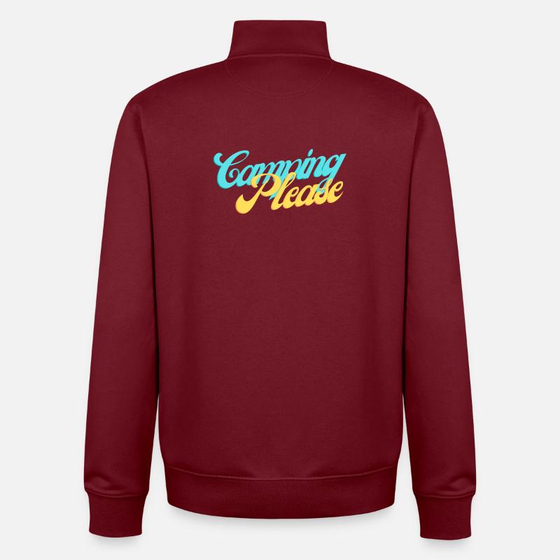 Camping Please Retro Script - Sweat zippé unisexe en coton bio Stanley/Stella - bordeaux