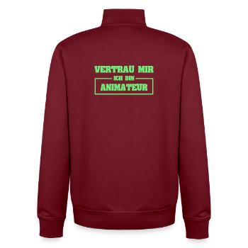 Geschenk für Animateur - Unisex Organic Zip Sweatshirt von Stanley/Stella - Burgunderrot - Hinten - AI Model Male 185 dark (185cm)