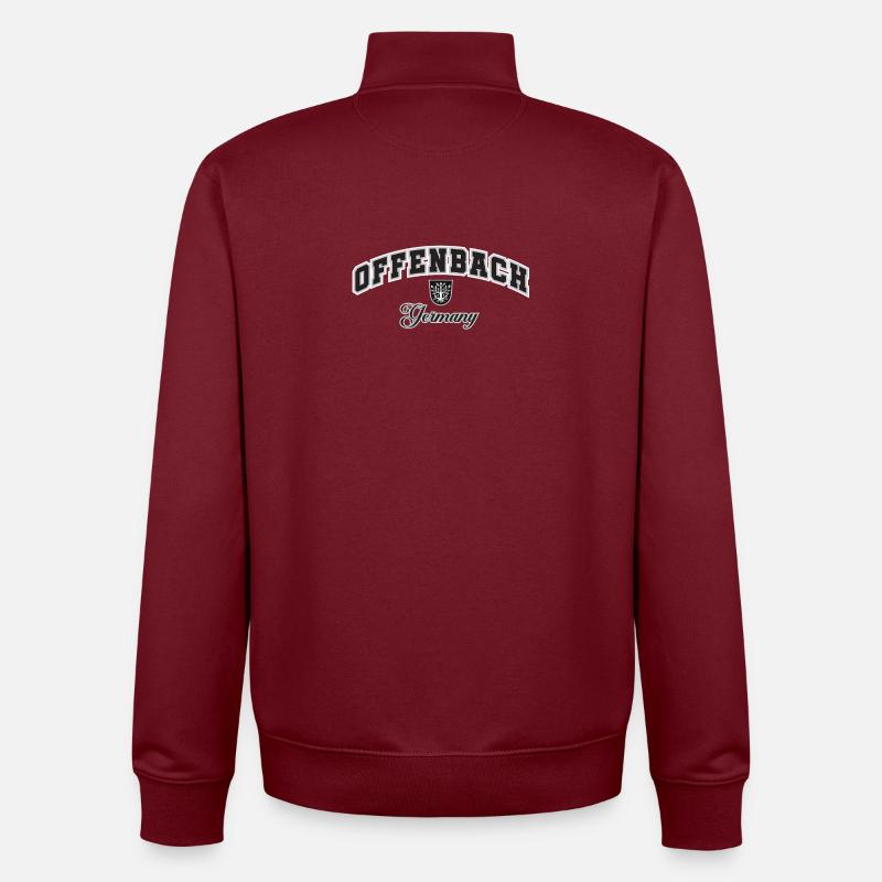 Offenbach Germany Crest Typography - Unisex Organic Zip Sweatshirt von Stanley/Stella - Burgunderrot