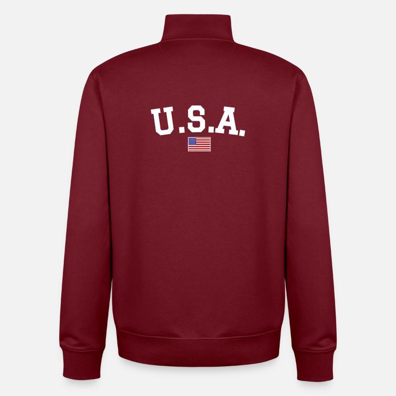 Drapeau américain Blanc - Sweat zippé unisexe en coton bio Stanley/Stella - bordeaux