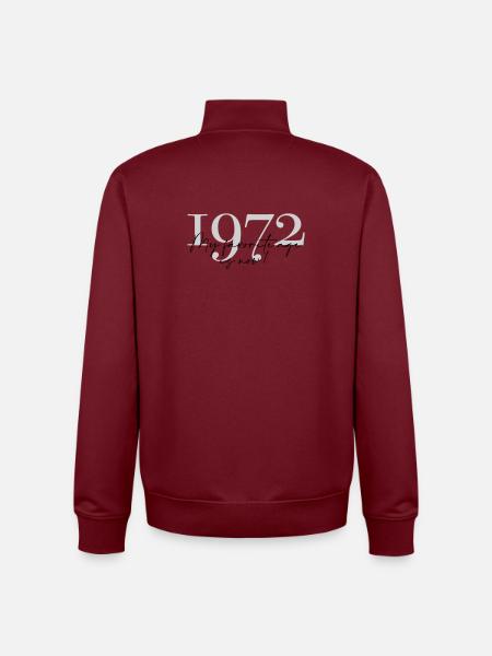 Millésime Année 1972 Script - Sweat zippé unisexe en coton bio Stanley/Stella - bordeaux