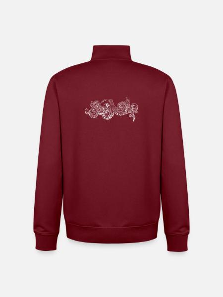 Doodle pieuvre monochrome - Sweat zippé unisexe en coton bio Stanley/Stella - bordeaux