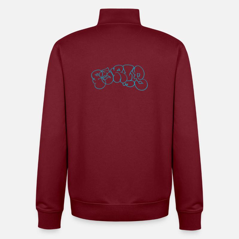 Blaues Bubble-Graffiti Muster im Paris Style - Unisex Organic Zip Sweatshirt von Stanley/Stella - Burgunderrot