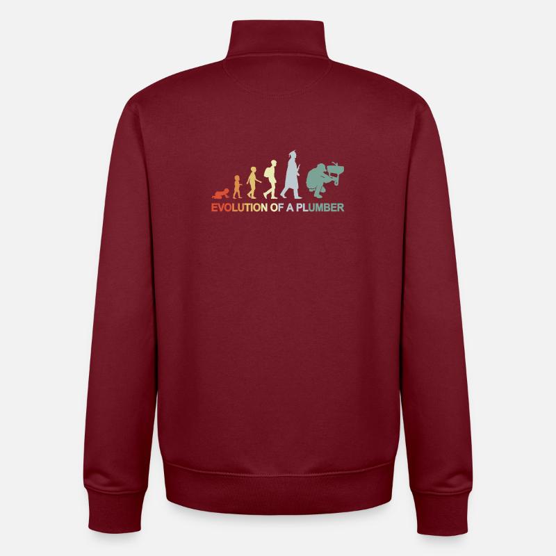 Plumber Evolution - Unisex Organic Zip Sweatshirt by Stanley/Stella - burgundy