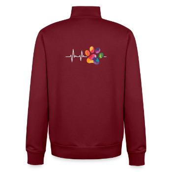 Hundepfote Herzschlag Hundebesitzer - Unisex Organic Zip Sweatshirt von Stanley/Stella - Burgunderrot - Hinten - AI Model Male 185 dark (185cm)