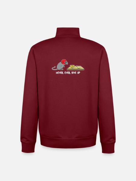 Never ever give up - Unisex Organic Zip Sweatshirt by Stanley/Stella - burgundy