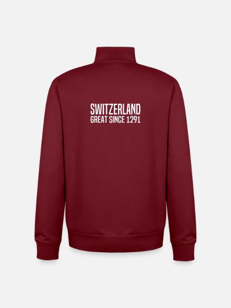 Switzerland - Great Since 1291 - Schweiz - Schwiiz - Unisex Organic Zip Sweatshirt by Stanley/Stella - burgundy
