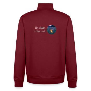 Soyez une lumière dans ce monde – les lucioles - Sweat zippé unisexe en coton bio Stanley/Stella - bordeaux - Dos - AI Model Male 185 dark (185cm)