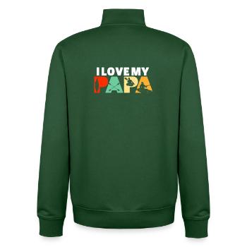 I Love My Papa Kayaking Canoe Water Sports Grandpa - Unisex Organic Zip Sweatshirt by Stanley/Stella - bottle green - Back - AI Model Male 185 dark (185cm)