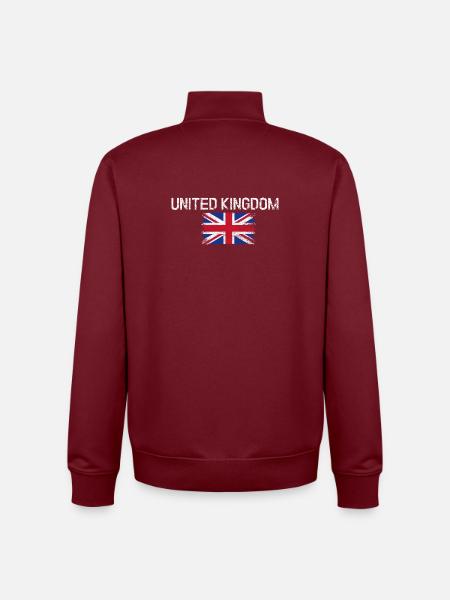 Impression du drapeau vieilli du Royaume-Uni - Sweat zippé unisexe en coton bio Stanley/Stella - bordeaux