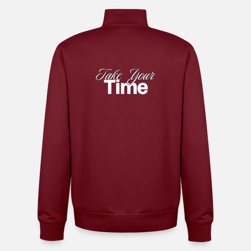 Take Your Time Design - Unisex Organic Zip Sweatshirt by Stanley/Stella - burgundy
