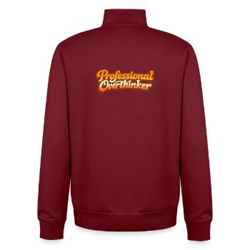 PROFESSIONAL OVERTHINKER VINTAGE - Unisex Organic Zip Sweatshirt von Stanley/Stella - Burgunderrot - Hinten - AI Model Male 185 dark (185cm)
