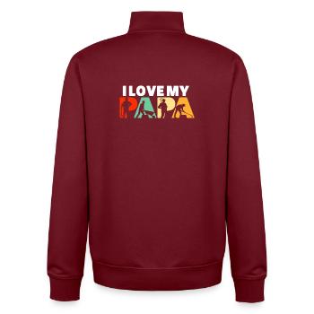 Ich liebe die landwirtschaftliche Gartenarbeit meines Papa Farmer - Unisex Organic Zip Sweatshirt von Stanley/Stella - Burgunderrot - Hinten - AI Model Male 185 dark (185cm)