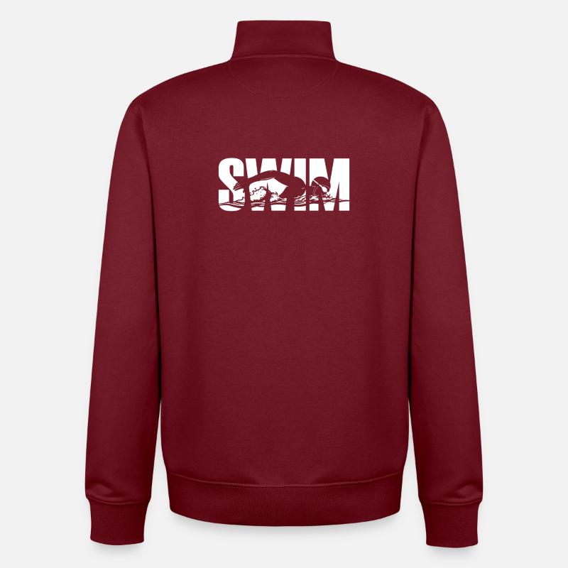 Natation - Sweat zippé unisexe en coton bio Stanley/Stella - bordeaux