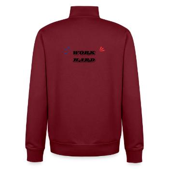Work Hard Minimal - Unisex Organic Zip Sweatshirt by Stanley/Stella - burgundy - Back - AI Model Male 185 dark (185cm)