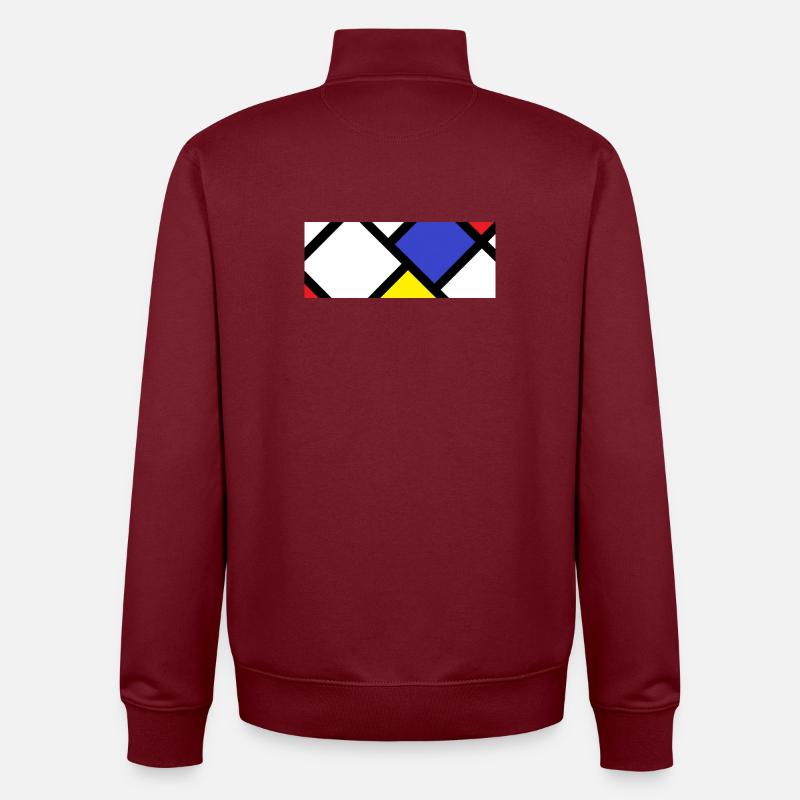 Contre-composition selon « De Stijl » - Sweat zippé unisexe en coton bio Stanley/Stella - bordeaux
