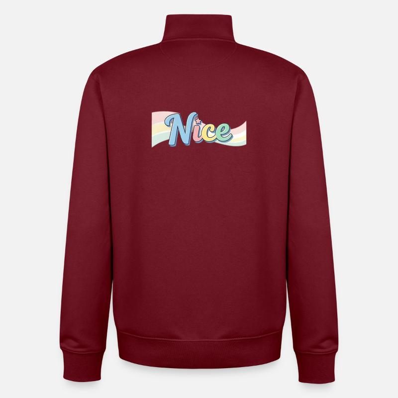 Nice Style-Design mit Regenbogentext - Unisex Organic Zip Sweatshirt von Stanley/Stella - Burgunderrot