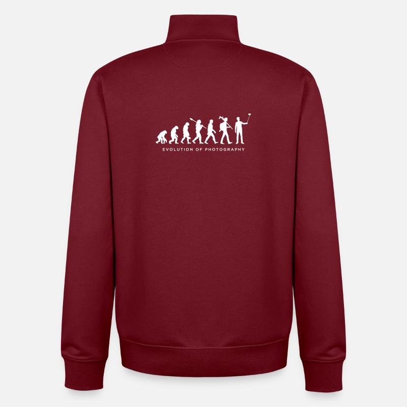 Évolution de la photographie - Sweat zippé unisexe en coton bio Stanley/Stella - bordeaux