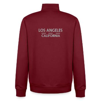 Los Angeles, Kalifornien - Unisex Organic Zip Sweatshirt von Stanley/Stella - Burgunderrot - Hinten - AI Model Male 185 dark (185cm)