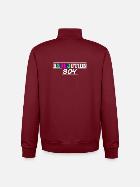 Revolution Boy Rainbow Pride Text Graphic - Unisex Organic Zip Sweatshirt by Stanley/Stella - burgundy