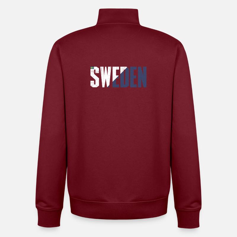 Sweden Bold Flag Typography - Unisex Organic Zip Sweatshirt by Stanley/Stella - burgundy