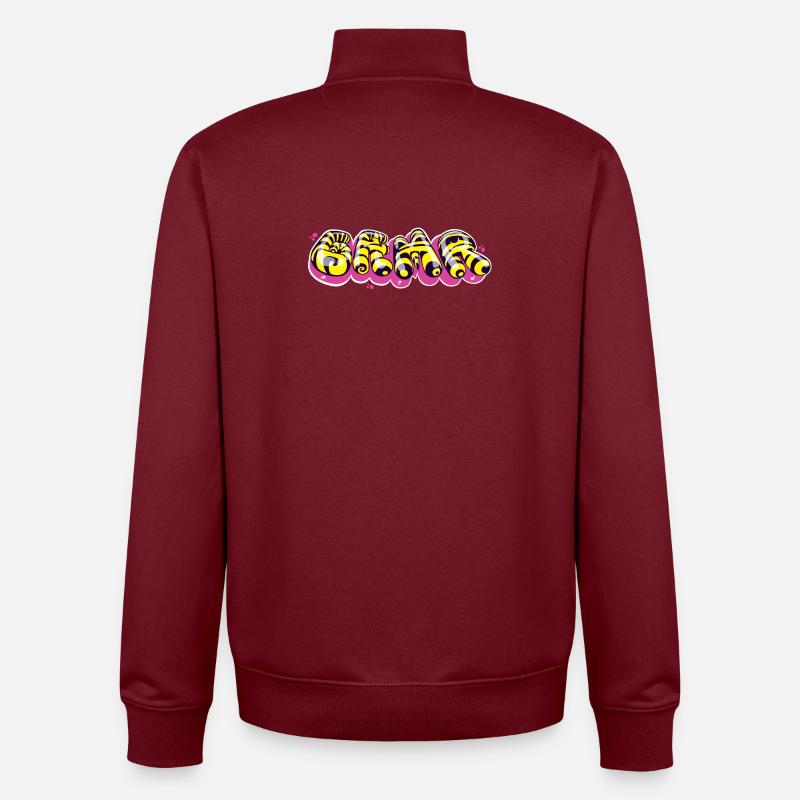 Farbenfrohes Textdesign im Graffiti-Stil - Unisex Organic Zip Sweatshirt von Stanley/Stella - Burgunderrot