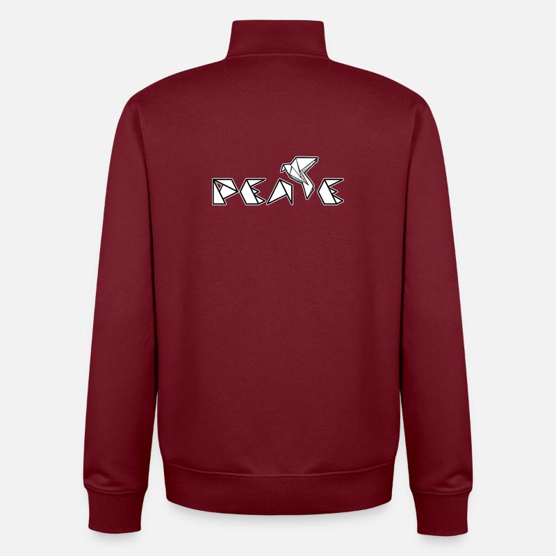 Paix - Sweat zippé unisexe en coton bio Stanley/Stella - bordeaux