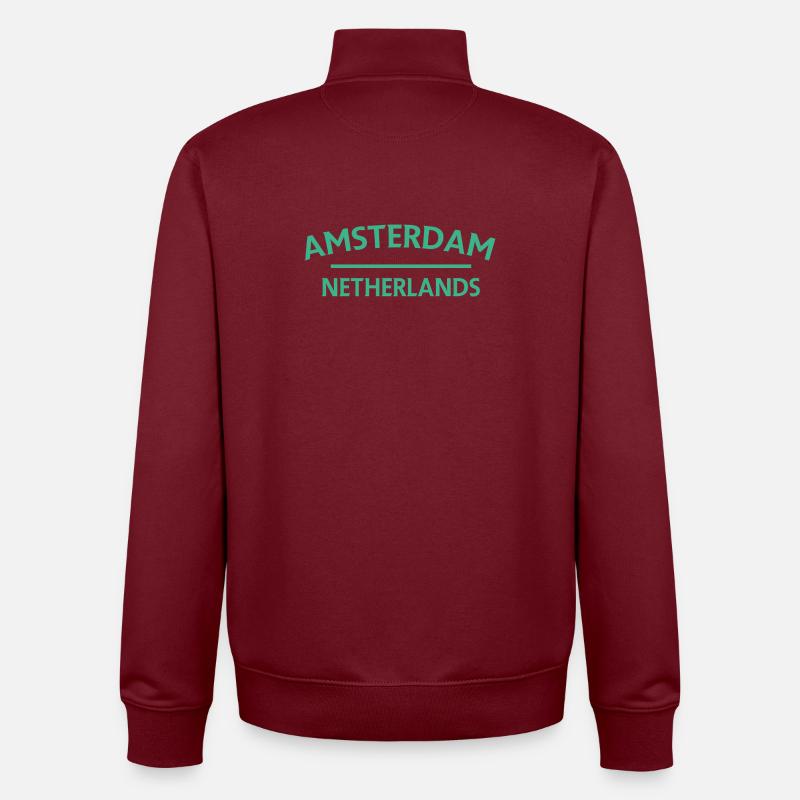 Textdesign Amsterdam – Pays-Bas - Sweat zippé unisexe en coton bio Stanley/Stella - bordeaux