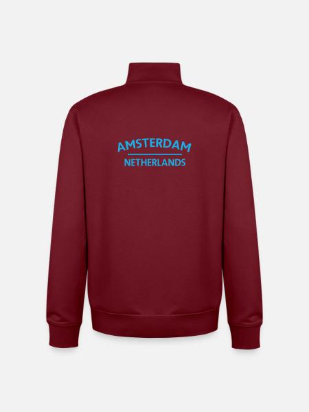 Amsterdam – Netherlands Textdesign - Unisex Organic Zip Sweatshirt by Stanley/Stella - burgundy
