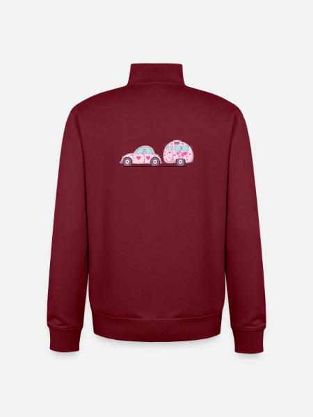 Auto mit Wohnwagen Rosa Herz - Unisex Organic Zip Sweatshirt von Stanley/Stella - Burgunderrot