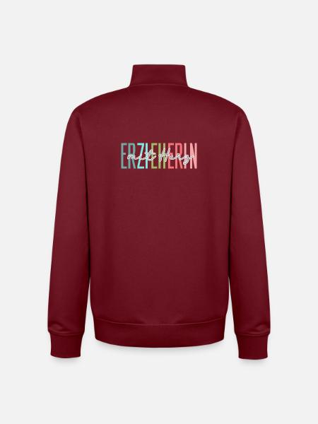 Erzieherin mit Herz Geschenk - Unisex Organic Zip Sweatshirt von Stanley/Stella - Burgunderrot