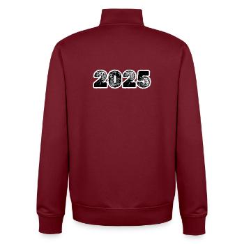 Jahr 2025 - Unisex Organic Zip Sweatshirt von Stanley/Stella - Burgunderrot - Hinten - AI Model Male 185 dark (185cm)