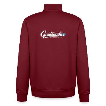 Scénario guatémaltèque avec drapeau Amour du cœur - Sweat zippé unisexe en coton bio Stanley/Stella - bordeaux - Dos - AI Model Male 185 dark (185cm)