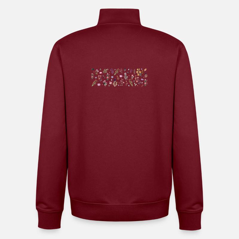 Imprimé botanique Midnight Bloom - Sweat zippé unisexe en coton bio Stanley/Stella - bordeaux