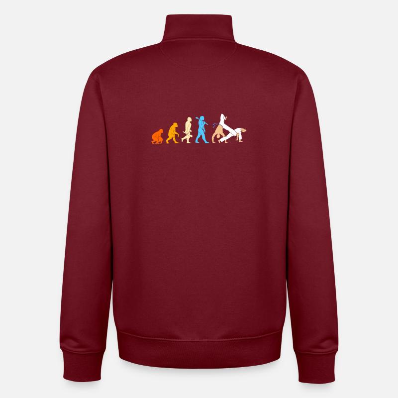 Évolution de la capoeira - Sweat zippé unisexe en coton bio Stanley/Stella - bordeaux