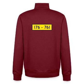 Retro Kostüm Panzerknacker 176 - 761 Karneval JGA - Unisex Organic Zip Sweatshirt von Stanley/Stella - Burgunderrot - Hinten - AI Model Male 185 dark (185cm)