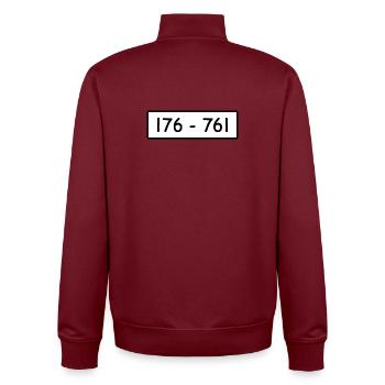 Retro Kostüm Panzerknacker 176 - 761 Karneval JGA - Unisex Organic Zip Sweatshirt von Stanley/Stella - Burgunderrot - Hinten - AI Model Male 185 dark (185cm)