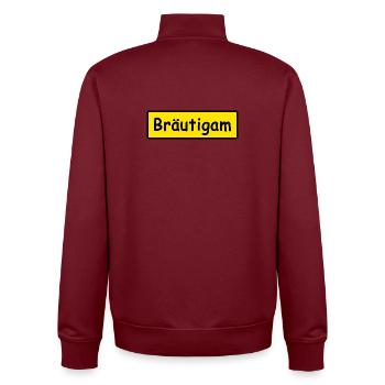 JGA Retro Kostüm Panzerknacker Bräutigam Karneval - Unisex Organic Zip Sweatshirt von Stanley/Stella - Burgunderrot - Hinten - AI Model Male 185 dark (185cm)