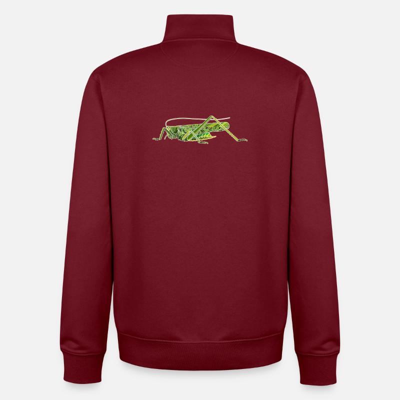 großes grünes Heupferd - Unisex Organic Zip Sweatshirt von Stanley/Stella - Burgunderrot