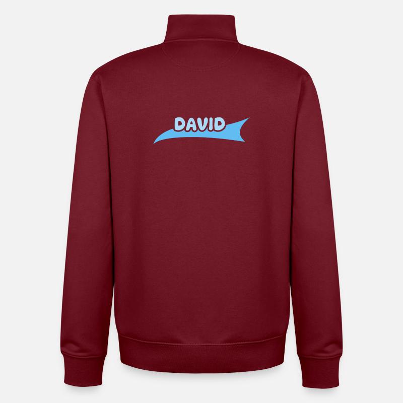 Prénom David - Sweat zippé unisexe en coton bio Stanley/Stella - bordeaux