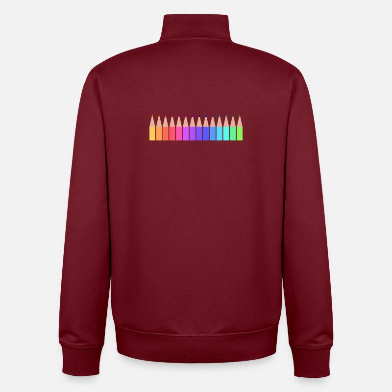 Crayons de couleur - Sweat zippé unisexe en coton bio Stanley/Stella - bordeaux