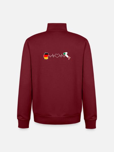 Le battement de cœur de l’Allemagne et de l’Italie - Sweat zippé unisexe en coton bio Stanley/Stella - bordeaux