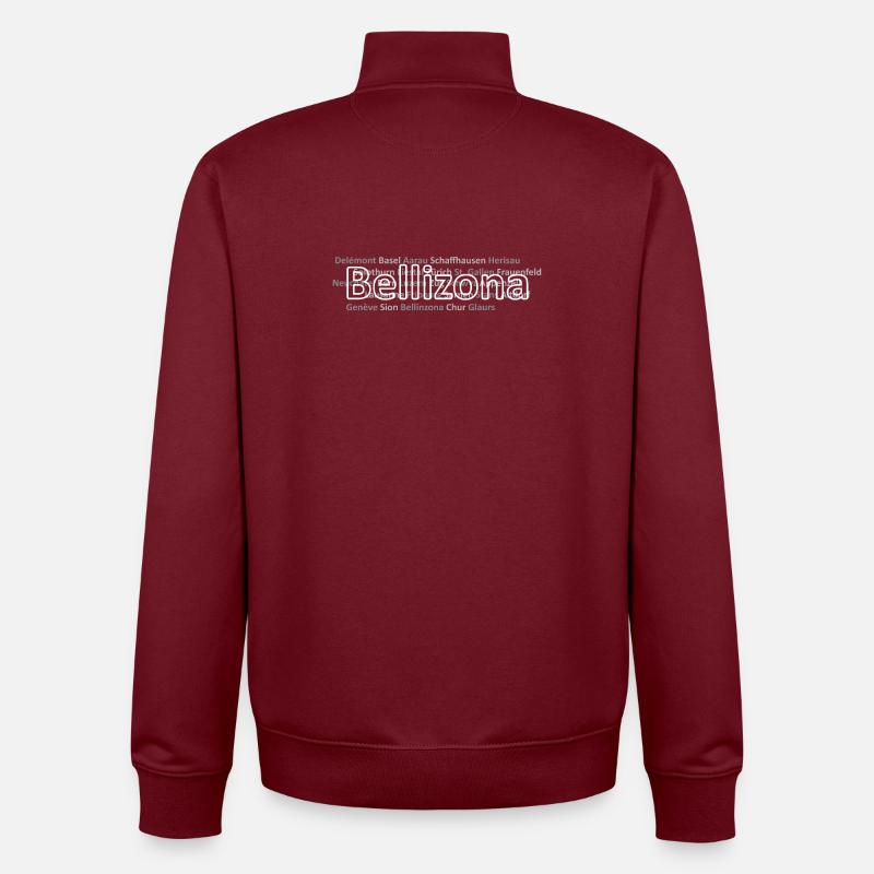 Villes suisses Bellizona - Sweat zippé unisexe en coton bio Stanley/Stella - bordeaux